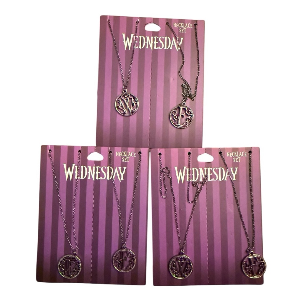Lot of 3 Wednesday Best Friends Pendant Necklace, 2 Pack; Addams Family; New